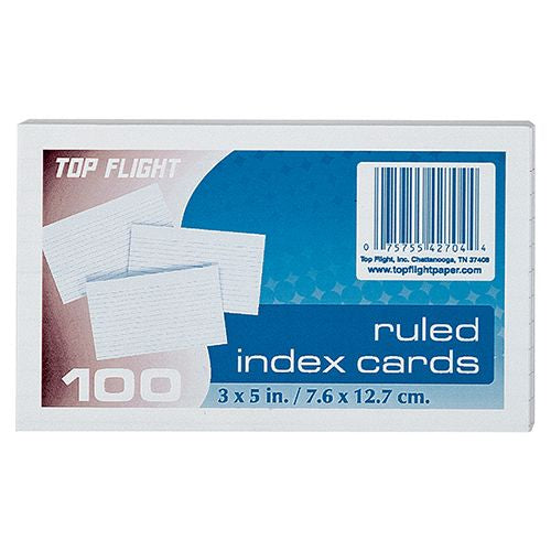 TOP FLIGHT 4630712 Index Cards  White 12 Pack