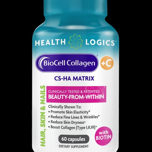 Health Logics Radiate! | Hair Skin Nails with Biotin  BioCell Collagen  Vitamin C  Hyaluronic Acid | Clinically Evaluated to Reduce Facial Lines  Wrinkles  Crows Feet & Promote Joint Comfort