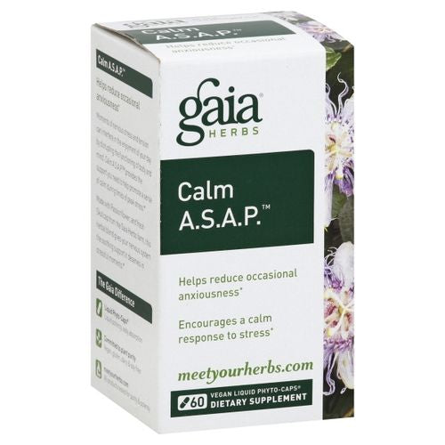 Gaia Herbs Calm A.S.A.P. Stress Support Supplement - With Skullcap  Passionflower  Chamomile  Vervain  Holy Basil & More to Support a Natural Calm - 60 Vegan Liquid Phyto-Capsules (20-Day Supply)