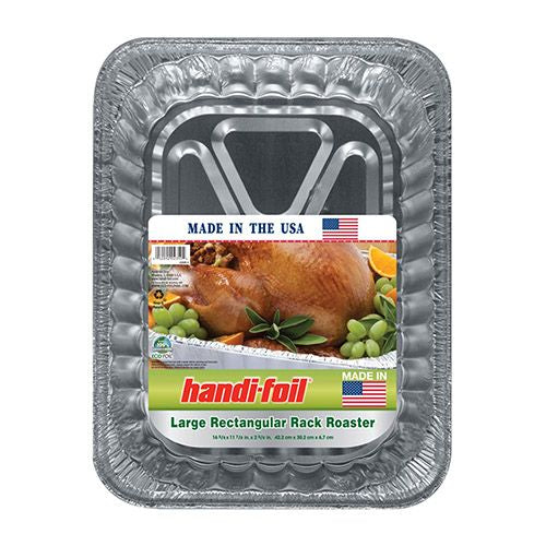 Jiffy-Foil Large Rectangular Aluminum Rack Roaster 1 count per pack.