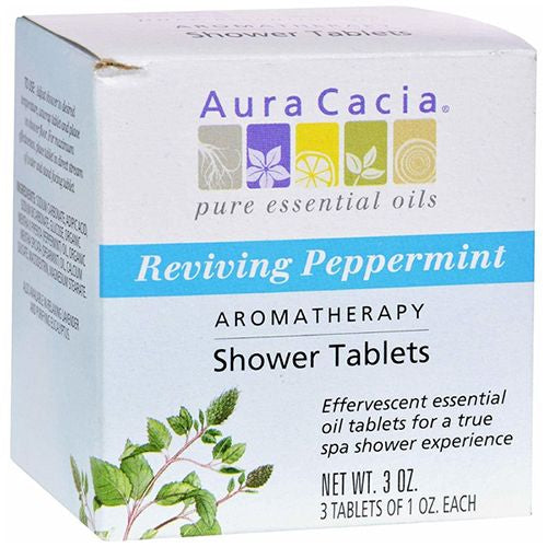 Aura Cacia Aromatherapy Shower Tablets  Reviving Peppermint 3 ea