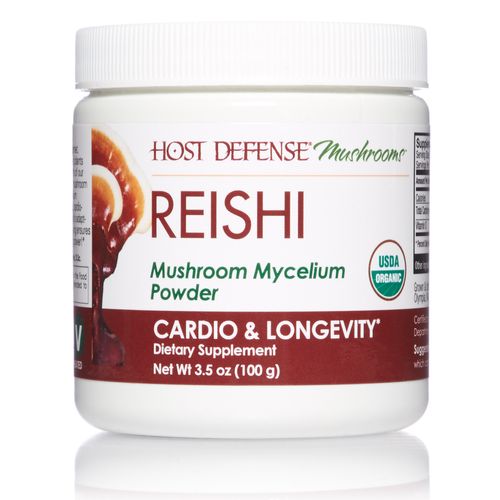 Host Defense  Reishi Mushroom Powder  Supports Energy  Cardiovascular Health and Stress Response  Certified Organic Supplement  3.5 oz (66 servings)