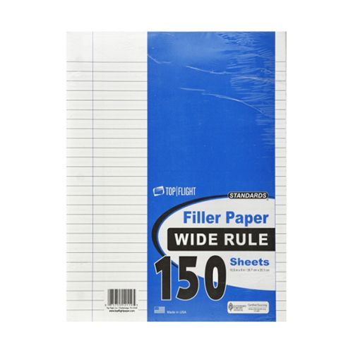 Top Flight Filler Paper 10.5 x 8 Inches Wide Rule 150 Sheets (12119)