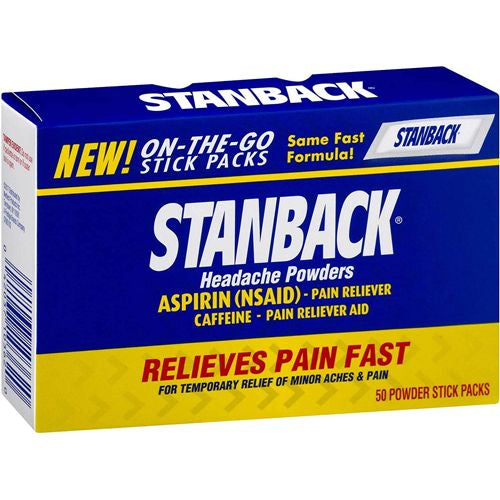 Full Box 24x Packs Stanback On The Go Headache Powders  ( 6 Sticks Per Pack )