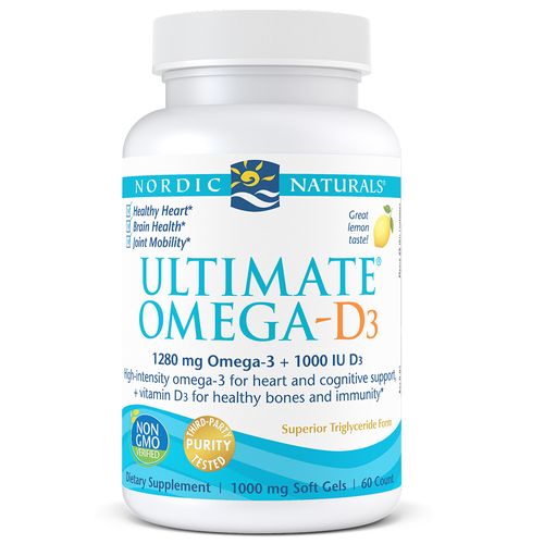 Nordic Naturals Ultimate Omega-D3 1280 Mg  Lemon  Fish Oil 60 ct