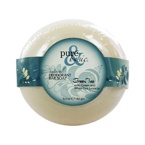 Pure And Basic Deodorant Bar Soap, Green Tea - 6.4 Oz, 6 Pack