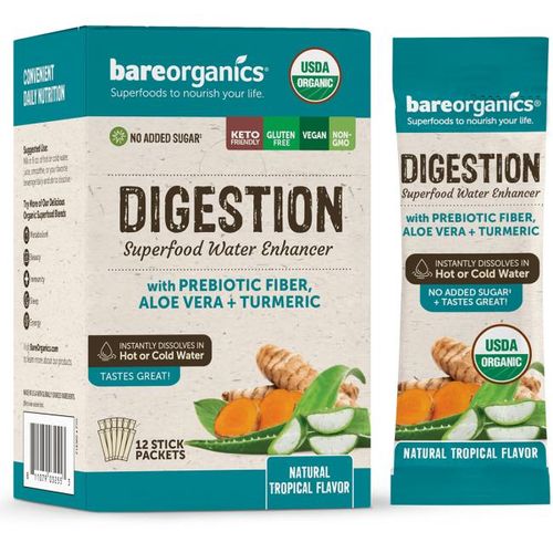 BareOrganics Digestive Health Blend Superfood Water Mix Packets  12 Ct