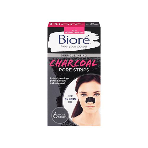 Biore Charcoal Blackhead Remover Pore Strips  Deep Cleansing Nose Strips  6ct