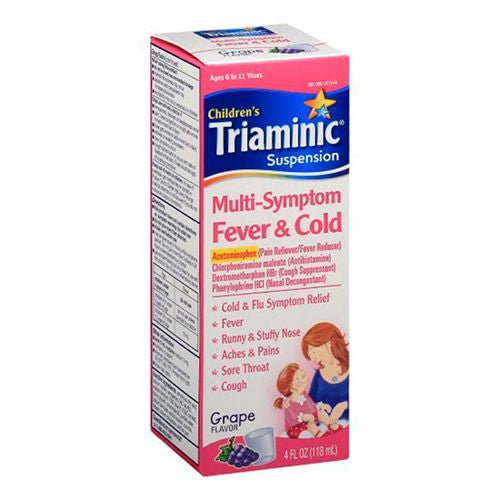 Triaminic Children's Cold Relief Multi-Symptom Fever & Cold Syrup, Grape Flavor, 4.0 fl oz