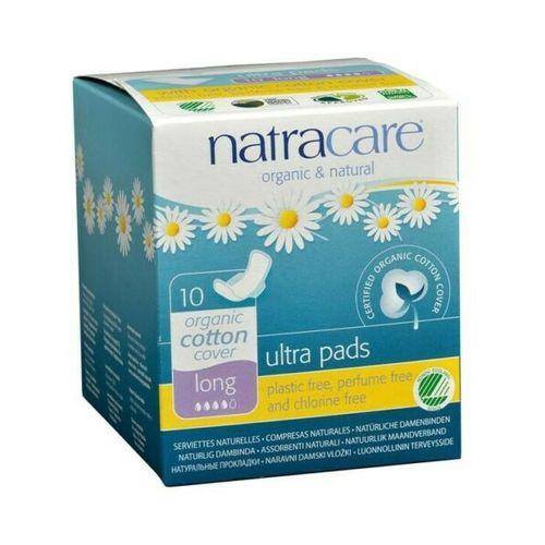 Natracare Natural UItra Pads w/wings - Long w/organic cotton cover - 10 Pack