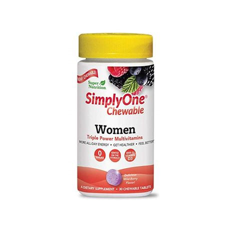 Women’s Multivitamin by Super Nutrition - Vitamin & Mineral Blend with Supporting Herbs & Whole Foods - Energy & Immune Support - Gluten Free  Non-GMO - 30 Chewable Tablets - Wild Berry