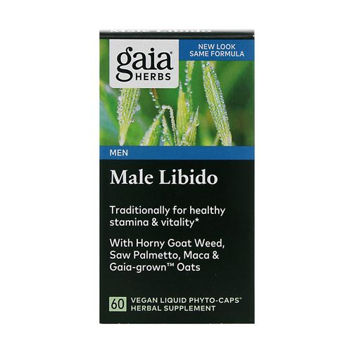 Gaia Herbs Male Libido - Herbal Supplement with Saw Palmetto  Horny Goat Weed  Maca & Oats - Supports Stamina  Vitality & Hormone Balance for Men - 60 Vegan Liquid Phyto-Capsules (20-Day Supply)