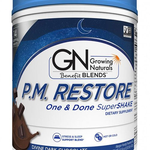 Plant Based Protein & Melatonin Sleep Aid Powder - P.M. Nighttime Fiber Hunger Suppressant -All In One Nutritional Shake - Divine Dark Chocolate - Non-GMO, Vegan, Antioxidant - 1LB - Growing Naturals (B073Q44S7B)