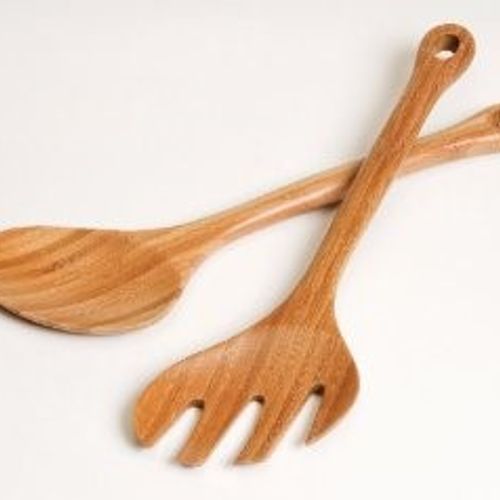 Lipper International Bamboo Salad Servers with Holes at Ends