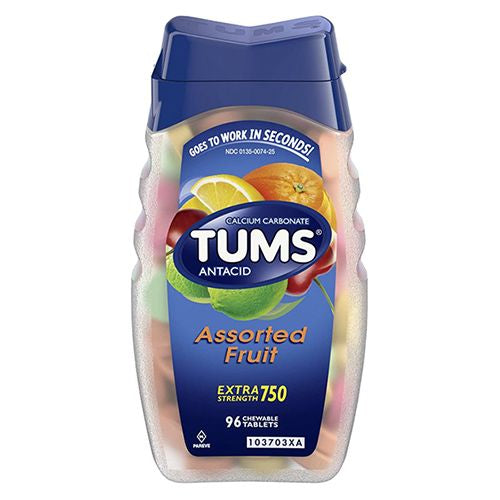 Tums for Heartburn  Extra Strength Antacid Tablets  Assorted Fruit  96 Ct