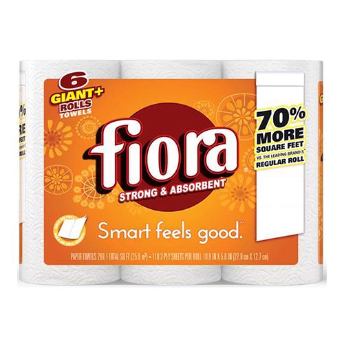 Fiora Paper Towels, Right Size, 6 Giant Rolls