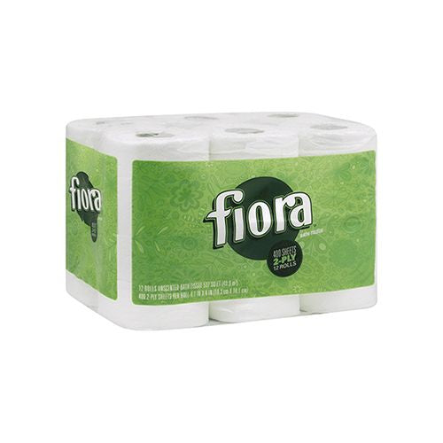 Fiora Toilet Paper, White, 12 Double Rolls