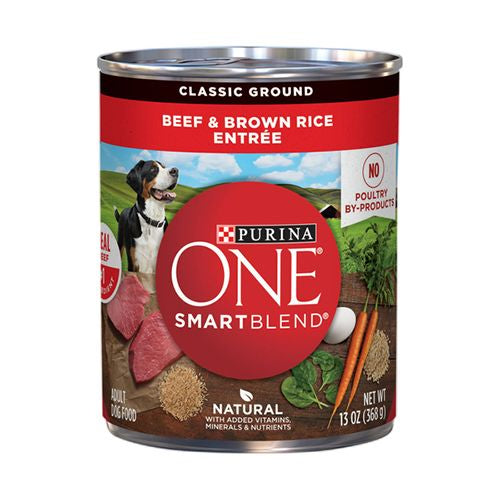 Purina ONE High Protein Natural Beef & Brown Rice Ground Wet Dog Food  13 oz Can