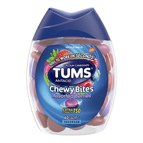 Tums Chewy Bites Extra Strength Berry Antacid Chews  60 Ct