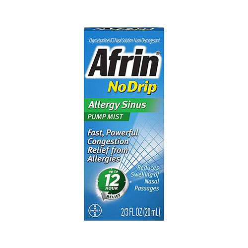 Afrin Nasal Spray No Drip Allergy Sinus Nasal Decongestant Relief Pump Mist - 0.5 fl oz