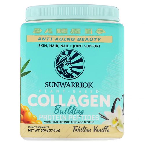 Collagen Peptides Powder - Sunwarrior Collagen Mix with Biotin and Vitamin C - Hyaluronic Acid Collagen Protein Powder Supplement for Hair  Skin & Nails - 20 Servings