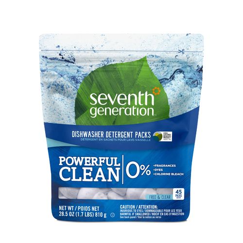 Seventh Generation Clean With Purpose Free & Clear Dishwasher Detergent 28.5 oz 45 Packs