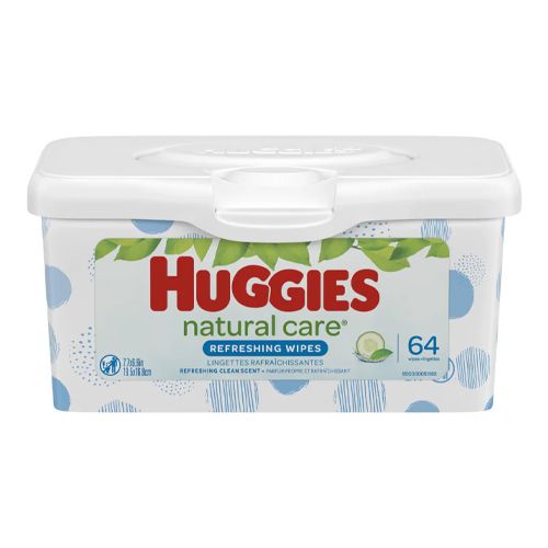 HUGGIES Refreshing Clean Scented Baby Wipes, Hypoallergenic, Refillable Pop-up Tub (64 Total Wipes)