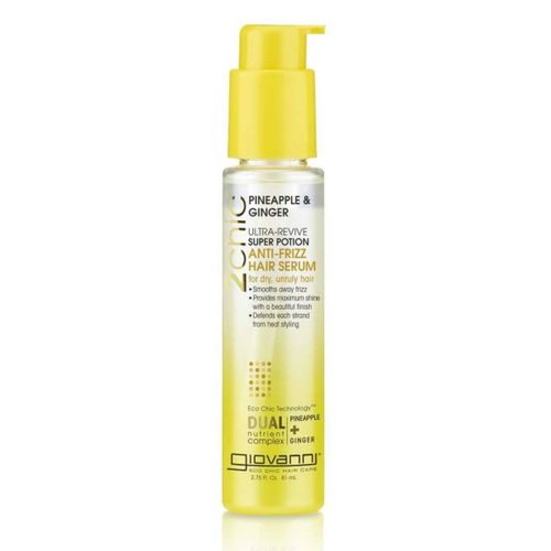 GIOVANNI 2chic Ultra Revive Super Potion  2.75 oz. Anti-Frizz Serum  Pineapple & Ginger to Moisturize Dry Hair  Coconut  Guava  Vitamin B5  Honeysuckle  No Parabens  Color Safe (1 Pack)