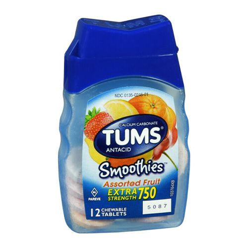TUMS Antacid Chewable Tablets for Heartburn Relief, Extra Strength, Assorted Berries, 48 Tablets