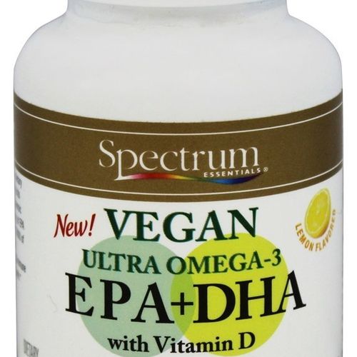 Spectrum Essentials - Vegan Ultra Omega-3 EPA+DHA with Vitamin D Lemon Flavored - 60 Softgels