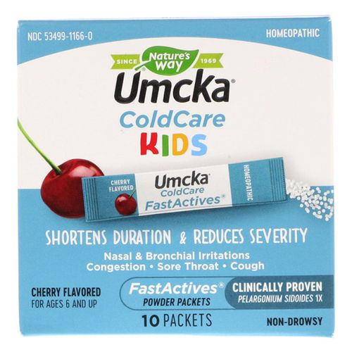 Umcka ColdCare FastActives Powder Packets for Kids  Cherry Flavored Packets  10 Count