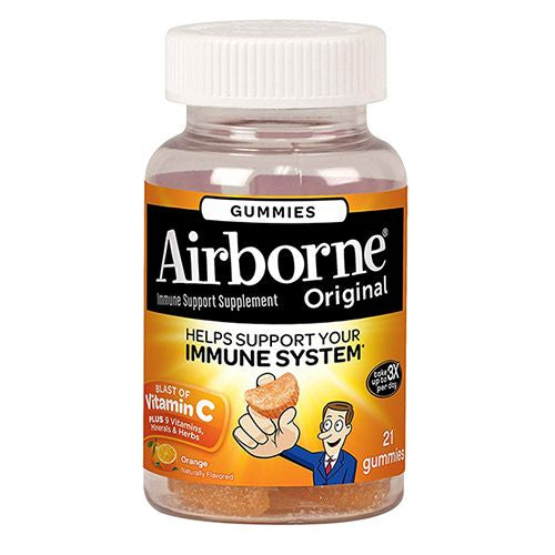 Airborne Assorted Fruit Flavored Gummies  21 count - 750mg of Vitamin C and Minerals & Herbs Immune Support (Packaging May Vary)