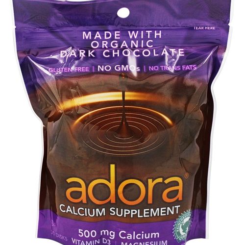 Adora - Calcium Supplement Organic Dark Chocolate 500 mg. - 30 Count