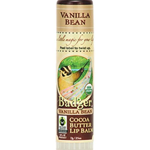 Badger - Cocoa Butter Lip Balm  Vanilla Bean  Certified Organic Lip Balm  0.25 oz Stick