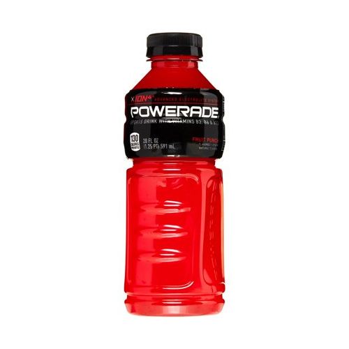 POWERADE Fruit Punch, ION4 Electrolyte Enhanced Fruit Flavored Sports Drink w/ Vitamins B3, B6, and B12, Replinish Sodium, Calcium, Potassium, Magnesium, 20 fl oz