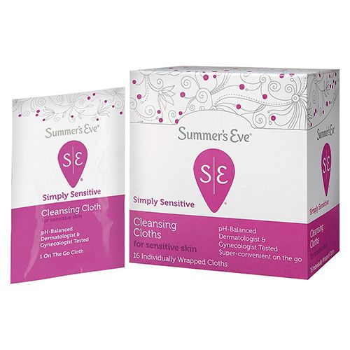 Summer’s Eve Simply Sensitive Daily Feminine Wipes  Removes Odor  pH balanced  16 count