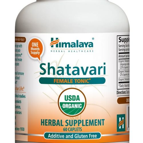 Himalaya Organic Shatavari for PMS  Menstrual Cramp Relief  Menopause Support  and Women s Health  1 300 mg  60 Caplets  1 Month Supply