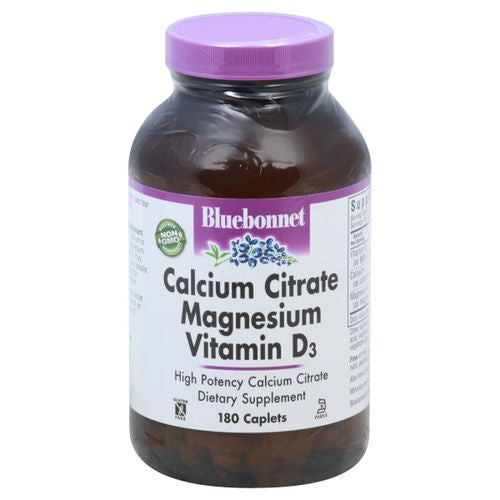 Bluebonnet Calcium Citrate Magnesium Plus Vitamin D 180 Caplets