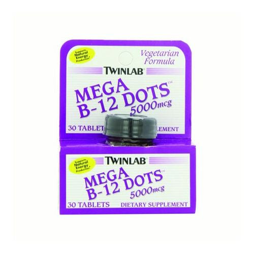 Twinlab Mega B-12 Dots 5000 mcg Tablets, 30 Ct