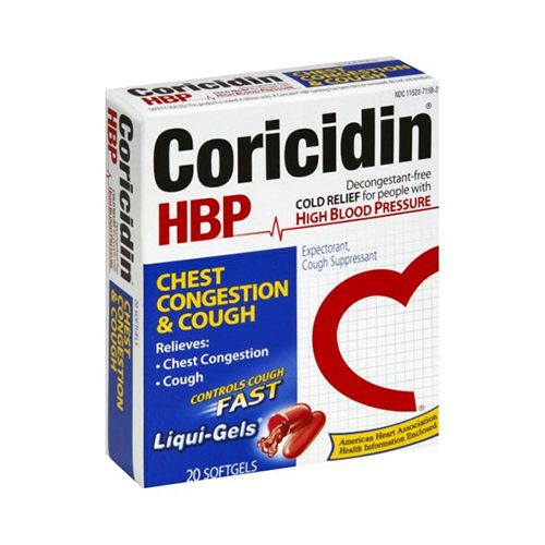 Coricidin HBP Chest Congestion & Cough Medicine  Liquid Gels  20 Ct