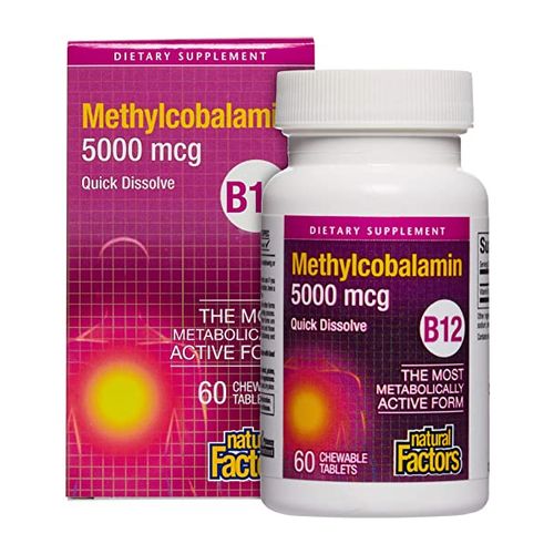 Methylcobalamin B12 5000 Mcg, Natural Factors 60 Chewable Tablets Exp: 09/2021