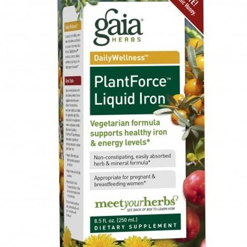 Gaia Herbs Plant Force Liquid Iron  Vegetarian Iron Supplement  25 Servings