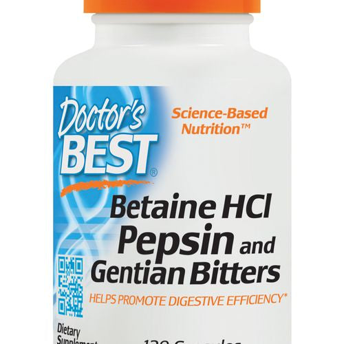 Doctor s Best Betaine HCI Pepsin and Gentian Bitters  Non-GMO  Gluten Free  Digestion Support  120 Caps