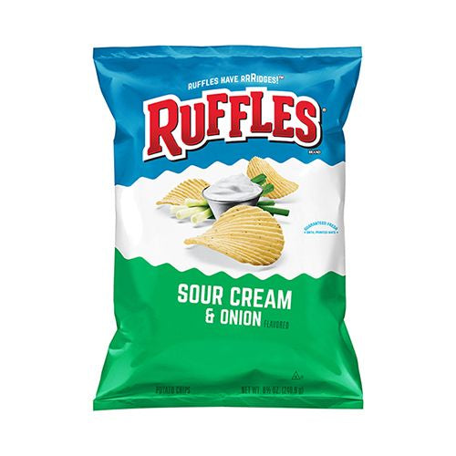 Ruffles Sour Cream And Onion Potato Chips 8.5 Ounce Plastic Bag