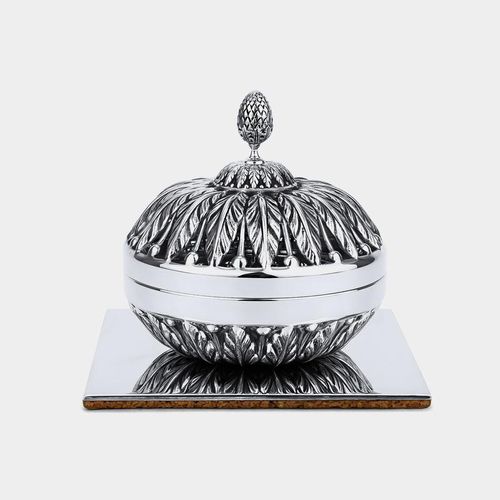 Triloka - Recycled Metal Incense Holder Aluminum Embossed Full Sun - 10 in.