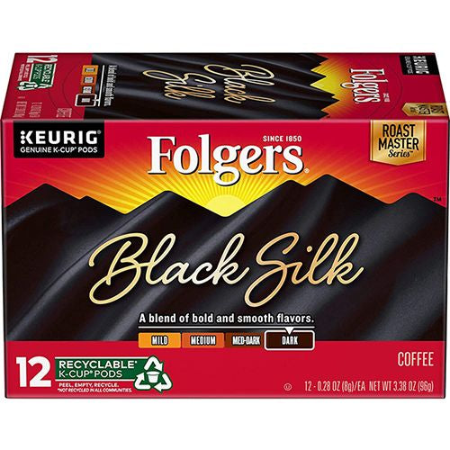 Folgers Black Silk Dark Roast Coffee, 12 Keurig K-Cup Pods (B00KX747NG)