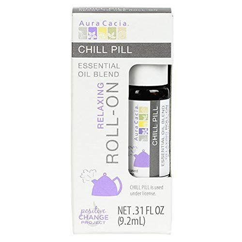 Aura Cacia Essential Oil Blend  Relaxing Roll-On  Chill Pill  0.31 fl oz (9.2 ml)