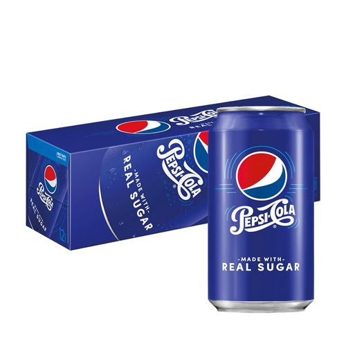 Pepsi Made with Real Sugar, 12 fl oz Cans, 12 Count