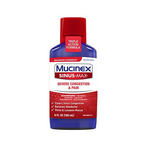 Maximum Strength Mucinex Sinus-Max Severe Congestion and Pain / SOLUTION