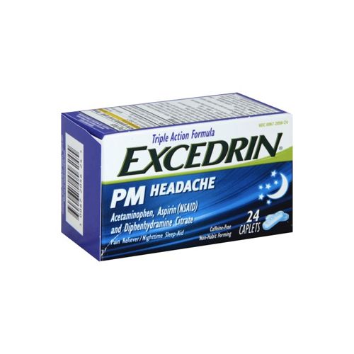 Excedrin Pm Headache Medicine and Sleep Aid Acetaminophen Aspirin Caplets  24 Count